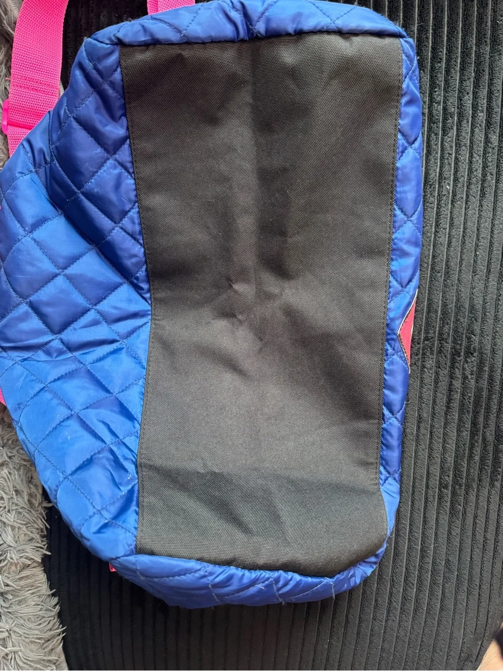 Justice Quilted Navy Duffel with Hot Pink Accents